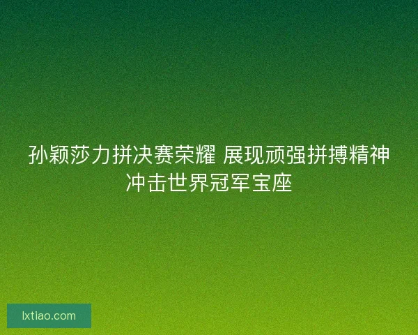 孙颖莎力拼决赛荣耀 展现顽强拼搏精神冲击世界冠军宝座